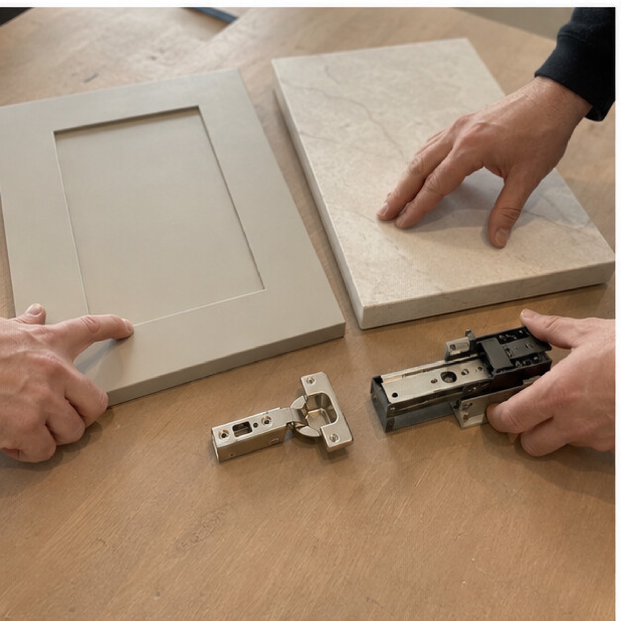 Cabinetry components being checked during production